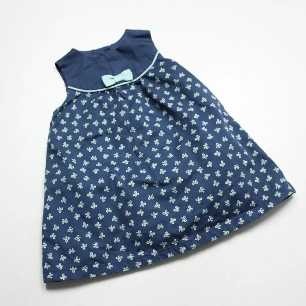 Janie and Jack Dress Baby Girls Size 3-6m Blue Bow 2010